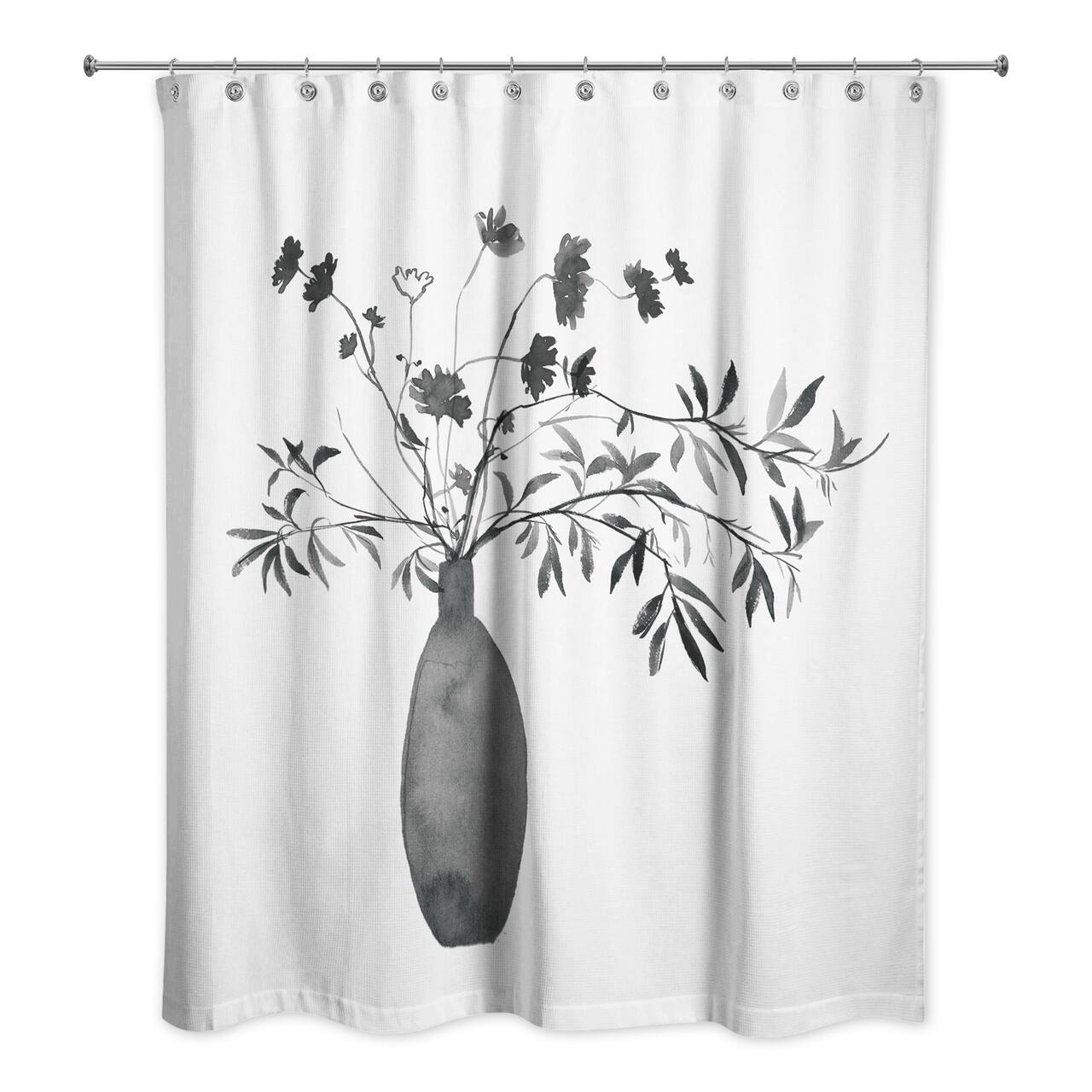 Monochromatic Floral IV 71" x 74" Shower Curtain